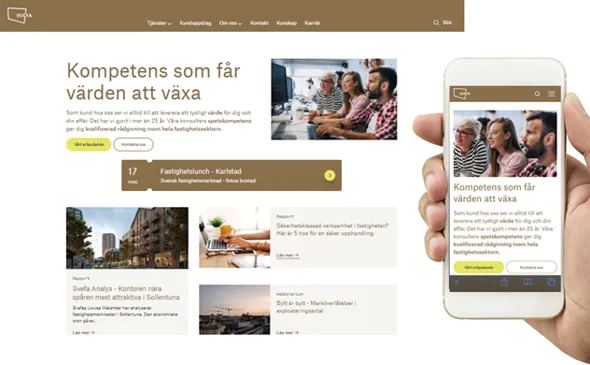 Hemsida o mobil hand.